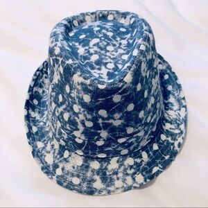 Large size 58 cm Mens/Ladies Fedora Hat Blue Dots